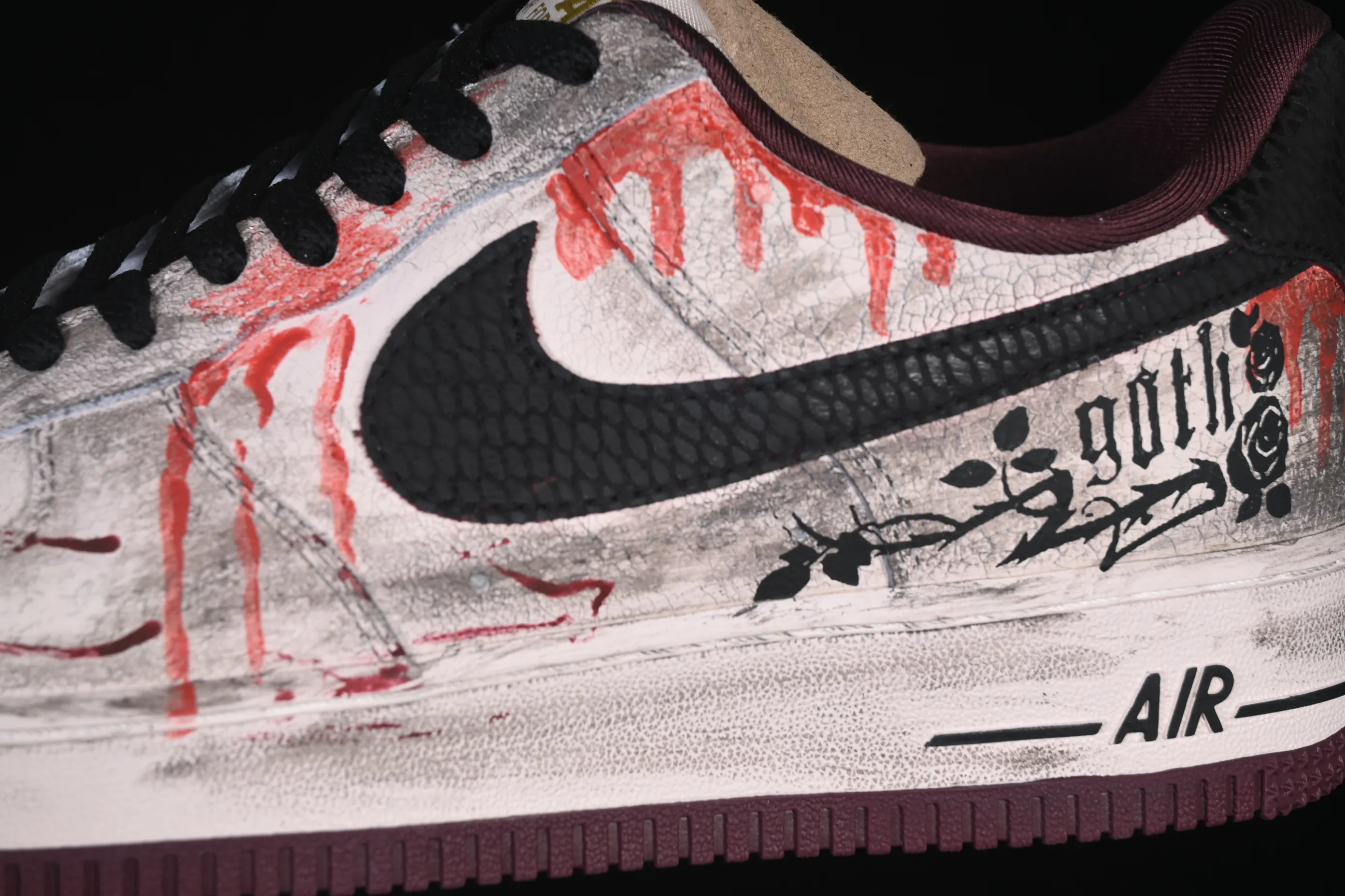 All categories Nk Air Force 1 Air Force series Nk Air Force 1 Low Air Force low-top Nike Air Force 1'07 Low Hand-painted graffiti Gothic bloodstains Air Force 1 low-top casual sneakers XL2132-888